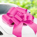 Zoe Deco Big Car Bow (Pink, 30 Inch / 76 cm) + 2 Gold Accessory Bows, Giant Presents, Girl Party, Lady Surprise Party, Wedding Reception, Birthday, Christmas Bow for Car, Gift Bow, Bow Giant