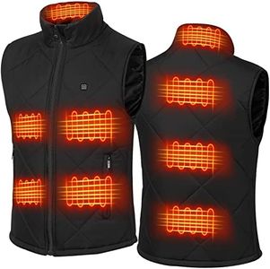 FERNIDA Electric Heated Vest Size Adjustable USB Charging Body Warmer Thermal Heating Vest Jacket(Battery Not Included) (Black, XX-Large)