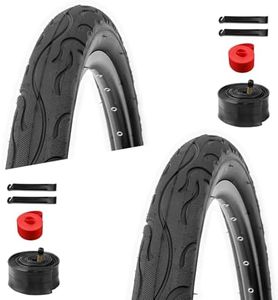 2-Pack 26 Inch Beach Cruiser Bike Tires, 26x2.125 Inch/57-559mm Folding Replacement Bicycle Tires with 26 Inch Schrader Valve Inner Tubes, 4 Tire Levers and 2 Rim Strips