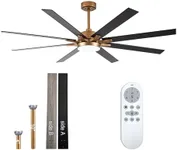 Parrot Uncle Ceiling Fans with Lights and Remote 65 Inch Black Ceiling Fan with LED Light Large Outdoor Ceiling Fans for Patios Covered, Antique Gold