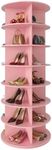 SpaceAid 7 Tier Rotating Shoe Rack Tower, Spinning Shoe Display Lazy Susan, Revolving 360 Shoe Rack Storage Round Carousel, Vertical Handbag Rotate Shoes Closet Organization (7-Tier Pink)