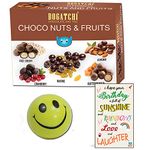 BOGATCHI Happy Birthday Rich Dry Fruit Collection Gift , Chocolate Coated Assorted Nuts and Fruits, 200g + Free Birthday Greeting Card + Free Smiley Ball