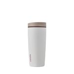 Owala SmoothSip Slider Insulated Stainless Steel Coffee Tumbler, Reusable Iced Coffee Cup, Hot Coffee Travel Mug, BPA Free 590ml, Tan/White (Vanilla Bean)