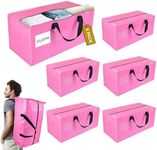 GRIPZON 6 Pack Extra Large Moving Bags with Zippers, Backpack Straps & Reinforced Handles, Heavy Duty Storage Bags for Clothes, Moving, Space Saving, Pink