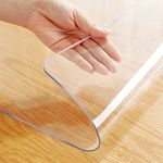 18x32 inch Clear Plastic Table Cover Protector for Wood Furniture Living Room Garden Dining Sofa Table TV Table Painting Desk Waterproof Wipeable Crystal PVC Vinyl Desk Top Protector Heat Resistant