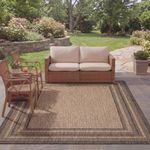 SAFAVIEH Courtyard Collection 8' x 11' Natural/Black CY8475 Indoor/Outdoor Waterproof Easy-Cleaning Patio Backyard Mudroom Area-Rug