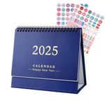 2025 Desk Calendar Uk,Desk Calendar 2024/25 Uk，Academic Desk Calendar 2024-2025, 7.48x6.3 Inch Monthly Calendar 2024-2025 with Stickers Sep 2024 To December 2025 for Office Standing Desk (Blue)