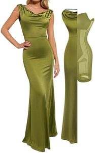 Popilush Women Shapewear Maxi Dress Sleeveless Long Formal Cocktail Party Elegant Bodycon Dresses Built-in Bra Green