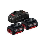 Bosch Professional 18V System battery starter set (2 x 5.0 Ah battery, quick charger, in carton)