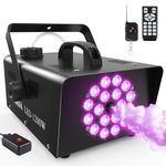 MOSFiATA Fog Machine with 18 RGB LED Lights Effect, 1200W Smoke Machine, 2300CFM Fog with 1 Wire Receiver and 2 Wireless Remote Controls, Perfect for Wedding, Halloween, Party and Stage Effect