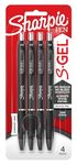 Sharpie S-Gel Pens | Fine Point 0.5mm | Black Ink | Pack of 4 | Retractable Gel Pens | Comfort Grip