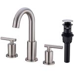 TRUSTMI 2-Handle 8 inch Widespread Bathroom Sink Faucet with Pop Up Drain Assembly and cUPC Water Supply Hoses, Brushed Nickel