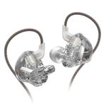 Yinyoo KZ EDX 1DD Wired in Ear Earphone, Headphone Wired with New 10mm Composite Magnetic Dynamic Driver, in Ear Monitor with Detachable 2 Pin 0.75MM Cable(Clear Grey, No mic)