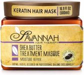 Savannah Hair Therapy Deep Conditioning Hair Mask for Dry Damaged Hair and Growth with Shea Butter 16.9oz, Sulfate Free Keratin Hair Treatment Mask Enriched with Vitamin B6, Moisture Repair Collection