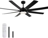 Ceiling Fan with Lights Remote Control, 72 inch Large Ceiling Fan with Quiet Reversible DC Motor and 3CCT Led, Black Ceiling Light Fixture for Farmhouse, Living Room