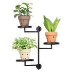 YFFSRJDJ Rotating Window Plant Shelves Indoor, 3-tier Metal Plant Stand, Wall Plant holder, Window Plant Shelf for Multiple Plants indoors