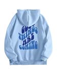 fabitto Hooded Neck Long Sleeves Sweatshirt with Kangaroo Pocket Hoodie for Women's (in, Alpha, L, Regular, Sky Blue)