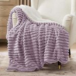 Bedsure Sherpa Throw Blanket for Couch - Super Soft Cozy Blanket for Bed, Fleece Thick Warm Blanket for Winter, Plush Purple Throw Blanket Gift for Women, 50x60 Inches