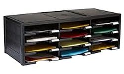 Storex Modular 12-Compartment Literature Organizer, Black