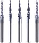 SpeTool 5Pc/Pack Tapered Cone 1/8 End Mills 0.5MM Cutting Radius(1.0mm Diameter) 3D Wood Engrave CNC Router Bits Tools