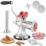 Hanchen Manual Meat Grinder Mincer Sausage Stuffer All Stainless Steel with 4.5/8mm Plates, Suction Cup Household Sausage Stuffing Machine