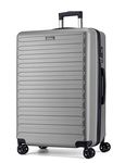 FLIEE Large Suitcase Hard Shell | Aluminum Telescopic Handle | TSA 3 Digit Combination Lock | 4 Dual Spinner Wheels | Lightweight Suitcase Large | Hold Check in Luggage (Grey, Large 28'')