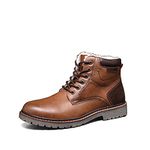 TOP STAKA Men's Boots Lace Up Winter Shoes Fur Warm Ankle Boots Anti-Slip Snow Shoes Tan