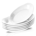 NJCharms Ceramic Au Gratin Baking Dishes, Gratin Dishes Oval Baking Pans White Porcelain Kitchen Bakeware/Baker, 9-Inch, Set of 6