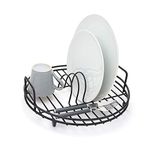 simplywire - Circular Dish Drainer - Round Sink Drying Rack - Black Plastic Coated Steel