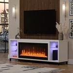 Ameriwood Home Lumina TV Console with Extra Wide Electric Fireplace Mantle and LED Side Lights for TVs up to 70", White