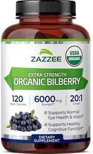 Zazzee USDA Organic Bilberry 20:1 Extract, 6000 mg Strength, 120 Vegan Capsules, 4 Month Supply, Standardized and Concentrated 20X Extract, 100% Vegetarian, All-Natural, Non-GMO, Made in The USA