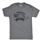 Crazy Dog Tshirts Mens Awesome Possum T Shirt Funny Cool 90s Retro Animal Lover Graphic Tee, Dark Heather Grey, L