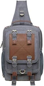 KAUKKO Canvas Messenger Bag Cross Body Shoulder Sling Backpack Travel Hiking Chest Bag (252-3-Grey)