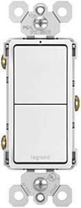 Legrand radiant RCD11WCC6 15 Amp Combination 2-in-1 Decorator Rocker Light Switch, Two Single Pole Switches, White (1 Count)