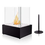 BRIAN & DANY Square Tabletop Bio Ethanol Fireplace with Pebbles and Fire Killer