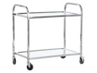 Stainless Steel Catering Trolley, 2 Tier Kitchen Utility Cart with Locking Wheels