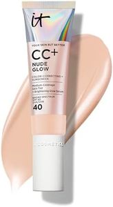 IT Cosmetics CC+ Nude Glow (Light Cool) - Medium Coverage Foundation with SPF 40 & Brightening Glow Serum, Lightweight Skin Tint, 2% Niacinamide + Hyaluronic Acid, Up to 24H Hydration - 1.08 fl oz