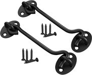 Cabin Hook Gate Hook Lock Black,2Pcs 200mm Stainless Steel Heavy Duty Gate Latch, Hook and Eye Latch for Garage,Door,Window(8Inch)