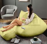 LEXAVI Brand® - 5XL Imported Soft OXFORD Leather Bean Bag with Rectangular Extra Comfortable Footrest & Comfy Cushion with Beans Filled I Bean Bag Chair (Ready to Use) Color- (XXXXXL - Lime Green)