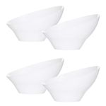 PLASTICPRO Disposable Angled Plastic Bowls Round Small Serving Bowl, Elegant for Party's, Snack, or Salad Bowl, White, Pack of 8