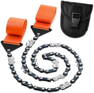 Pocket Chainsaw With Handles Survival Saw - Pocket Saw Folding Hand Saw Chain Portable Hand Saw Rope Saw for Trees with Bag Bi-Directional Cutting Teeth Camping Saw Folding Wood Saw Hunting Saws