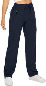 Women's Hiking Pants Quick Dry UPF 50 Travel Golf Pants Lightweight Camping Work Cargo Pants Zipper Pockets,6608,Blue,L