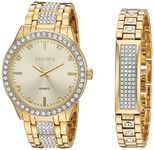 Accutime Elgin Men's FG160016GTST Analog Display Analog Quartz Two Tone Watch Set, Gold, Classic