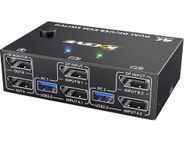 MLEEDA 4K@144Hz KVM Switch 2 Monitors 2 Computers Display Port 8K@30Hz, USB 3.0 Dual Monitor KVM Switch 2 Computers Share 2 Monitors and 4 USB 3.0 Port, Wired Remote and 2 USB Cables Included