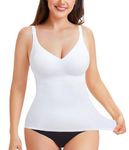 Ursexyly Compression Tank Top for Women Tummy Control Shapewear Vest Seamless Body Shaper Workout Shirt Slimming Camisole Top (White, X-Large)