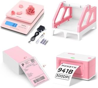 Shipping Scale, Accurate 66lb/0.1oz Postal Scale with Sweet Style+Pink Label Holder+Pink Shipping Labels+Bluetooth Thermal Label Printer 941B