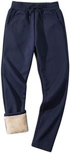 Gihuo Men's Winter Fleece Pants Sherpa Lined Sweatpants Straight Leg Active Running Sweat Pants Comfy Lounge Pants (2# Royal Blue, Medium)