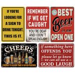 Funny Vintage Metal Tin Bar Signs, Man Cave Accessories For Home Pub Or Outdoor Garden Plaque Tiki Bar Decor 20 x 30 cm（5pcs）