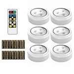 Brilliant Evolution Wireless Led Puck Light with Remote Control | Led Under Cabinet Lighting | Closet Light | Battery Powered Lights | Under Counter Lighting | Stick On Lights Full 6 Pack