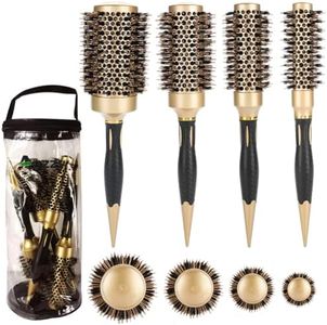Aozzy Round Brush Set for Blow Drying, Professional Hair Styling Brush, Thermal Nano Ceramic Ionic Barrel Round Curling Brush Boar Bristle Round Hair Brush for Women